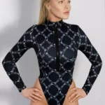 Body z długim rękawem (czarna sieć)