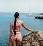 Komplet sportowy top ze spodenkami Pink Mermaid - obrazek 3