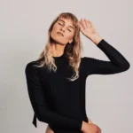 Body długi rękaw wiązane czarne